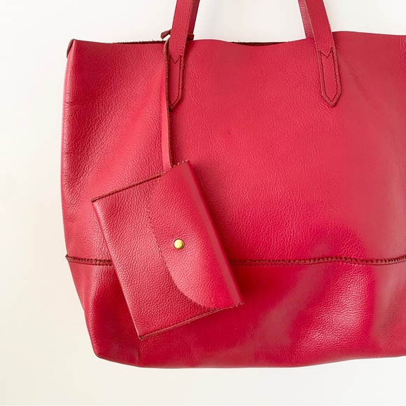 J. Crew Bags J Crew Leather Tote With Matching Pouch In Red Os
